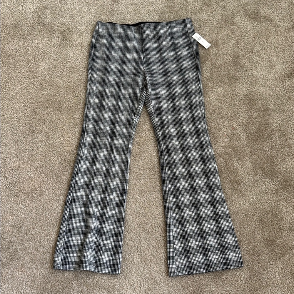Anthropologie Maeve Black and White Plaid Flare Pants medium